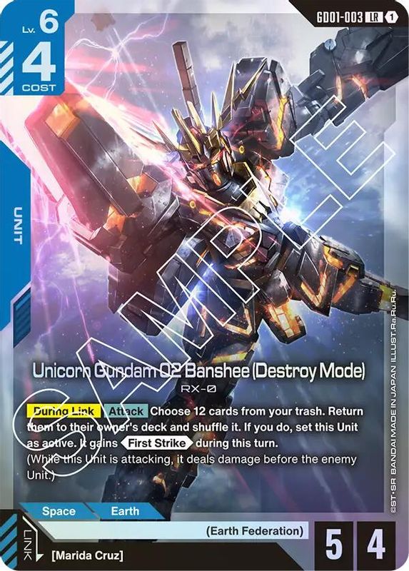 gundam card game legend rare 401 Games Canada - Unicorn Gundam 02 Banshee (Destroy Mode) - GD01-003