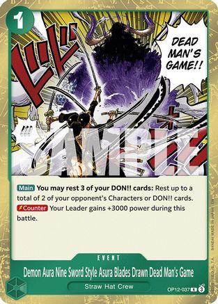 Demon Aura Nine Sword Style Asura Blades Drawn Dead Man's Game - OP12-037 - Rare