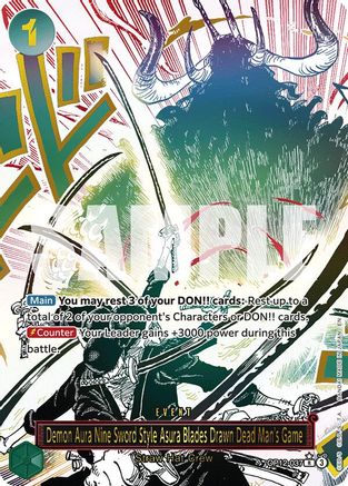 Demon Aura Nine Sword Style Asura Blades Drawn Dead Man's Game (Alternate Art) - OP12-037 - Rare