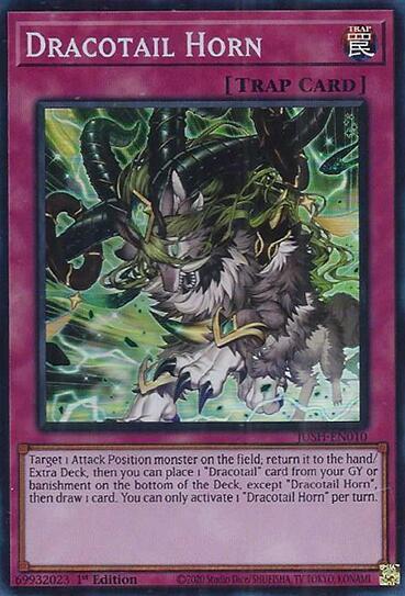 Dracotail Horn (SR) - JUSH-EN010 - Super Rare - 1st Edition