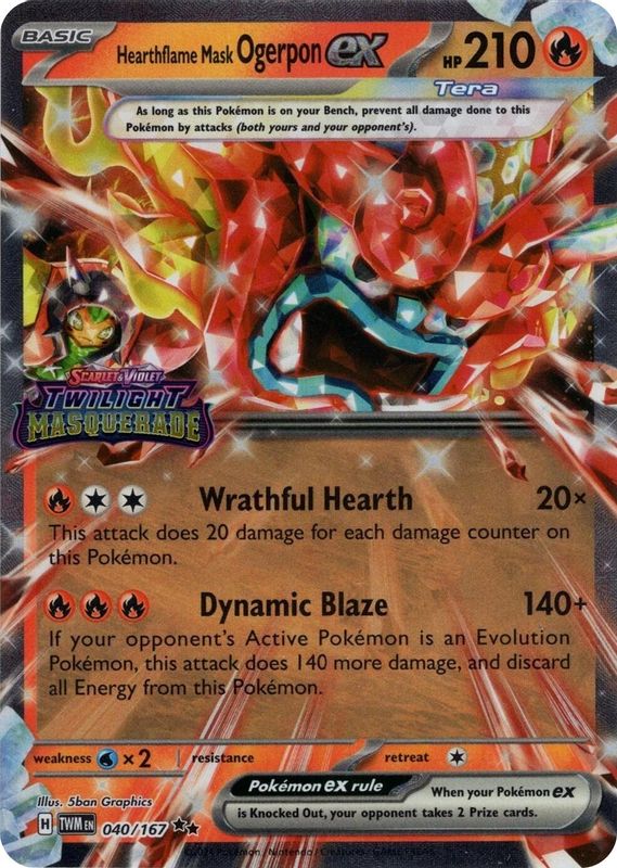 Hearthflame Mask Ogerpon ex (Twilight Masquerade Stamp) - 040/167 - Double Rare