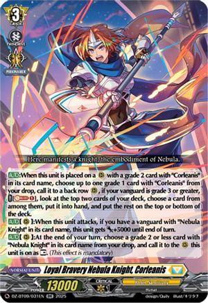 Loyal Bravery Nebula Knight, Corleanis - DZ-BT09/031EN - Double Rare