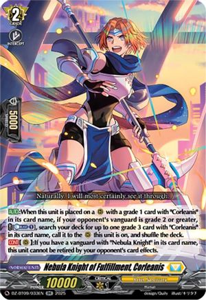 Nebula Knight of Fulfillment, Corleanis - DZ-BT09/033EN - Double Rare