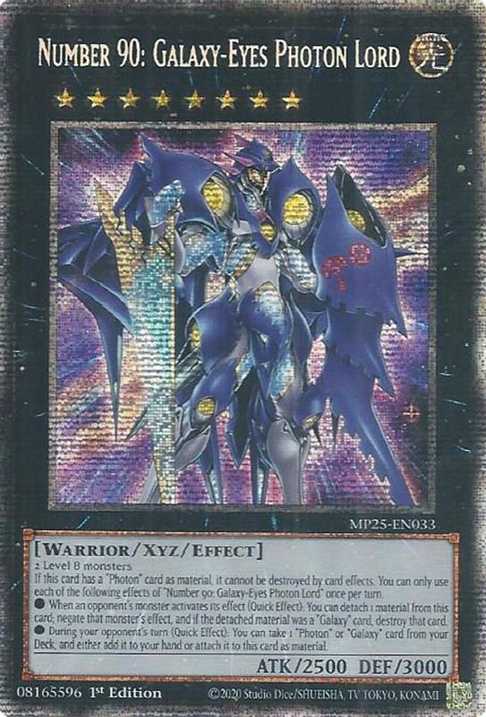 Number 90: Galaxy-Eyes Photon Lord - MP25-EN033 - Starlight Rare - 1st Edition