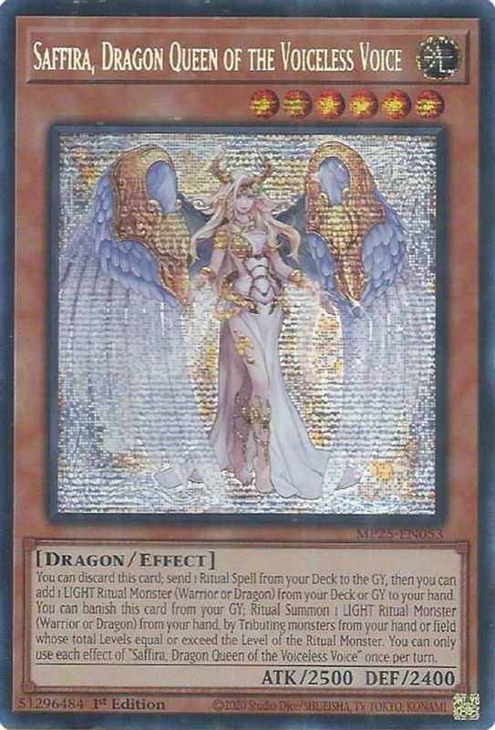 Saffira, Dragon Queen of the Voiceless Voice - MP25-EN053 - Prismatic Secret Rare - 1st Edition