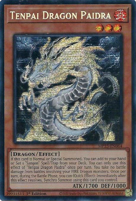 Tenpai Dragon Paidra - MP25-EN064 - Prismatic Secret Rare - 1st Edition