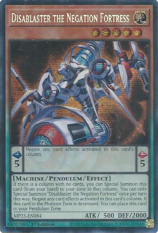 Disablaster the Negation Fortress - MP25-EN084 - Prismatic Secret Rare - 1st Edition
