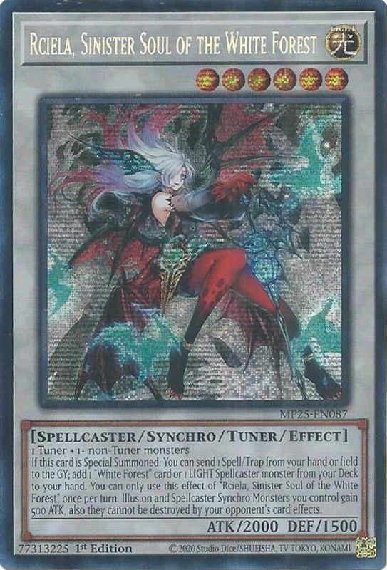 Rciela, Sinister Soul of the White Forest - MP25-EN087 - Prismatic Secret Rare - 1st Edition