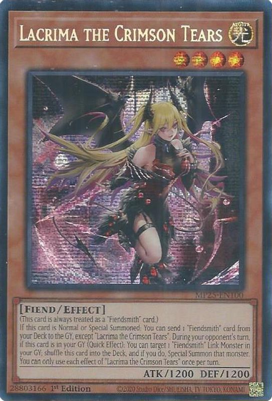 Lacrima the Crimson Tears - MP25-EN100 - Prismatic Secret Rare - 1st Edition