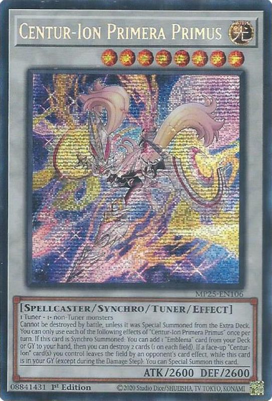 Centur-Ion Primera Primus - MP25-EN106 - Prismatic Secret Rare - 1st Edition