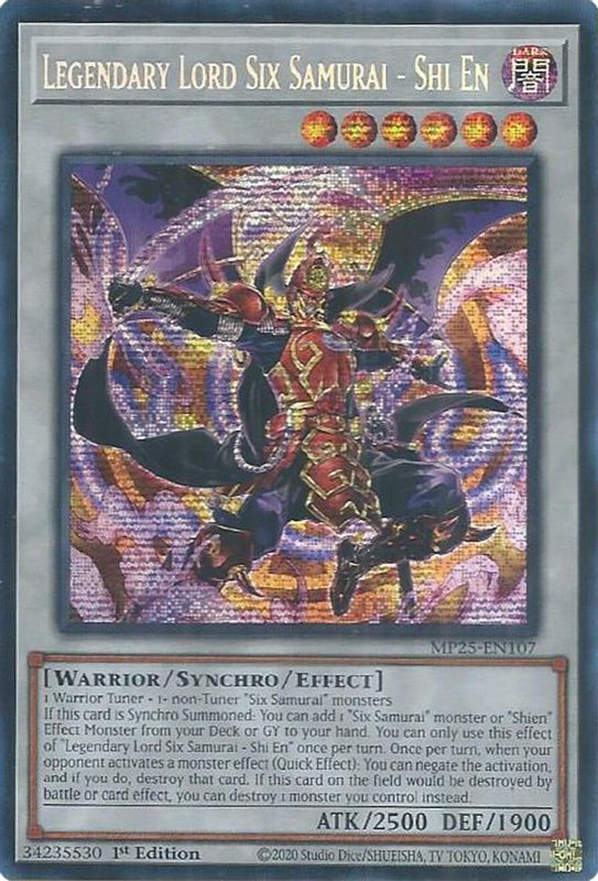 Legendary Lord Six Samurai - Shi En - MP25-EN107 - Prismatic Secret Rare - 1st Edition