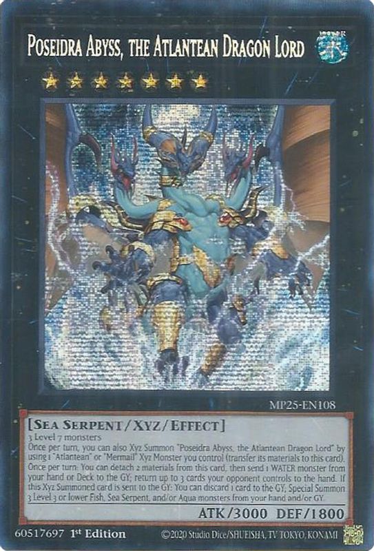 Poseidra Abyss, the Atlantean Dragon Lord - MP25-EN108 - Prismatic Secret Rare - 1st Edition
