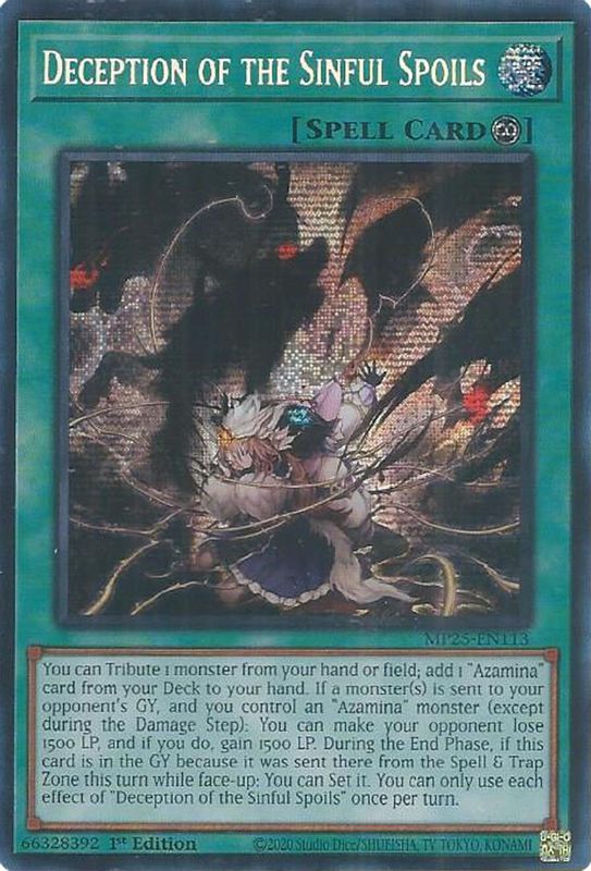 Deception of the Sinful Spoils - MP25-EN113 - Prismatic Secret Rare - 1st Edition