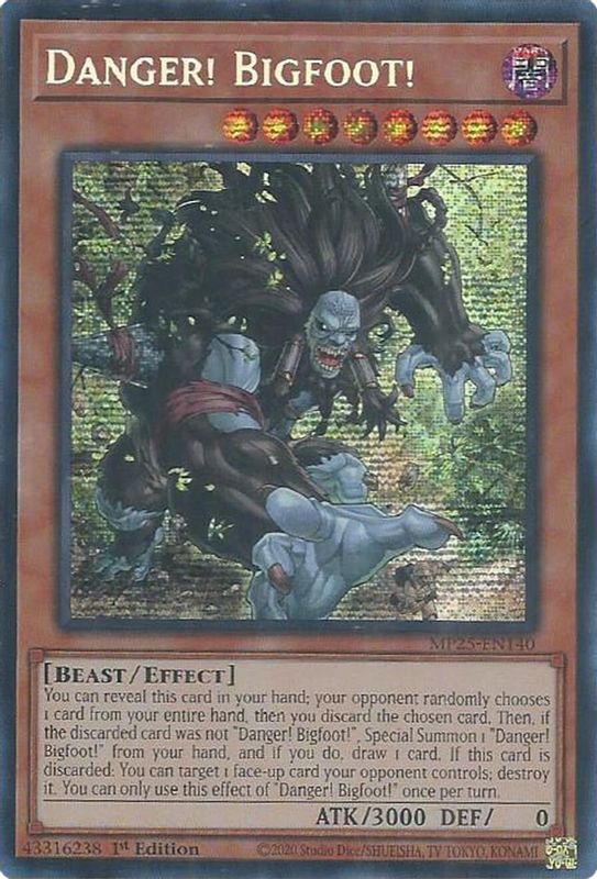 Danger! Bigfoot! - MP25-EN140 - Prismatic Secret Rare - 1st Edition