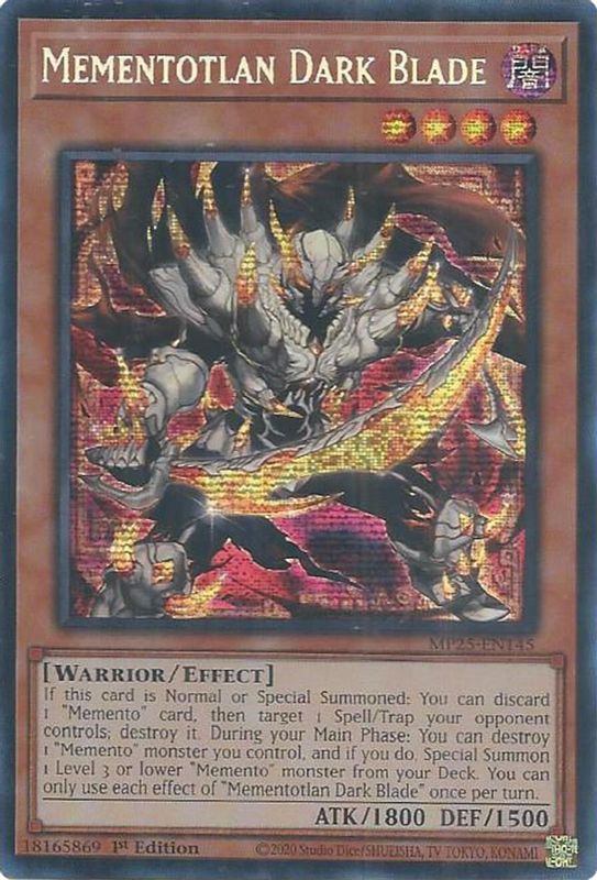 Mementotlan Dark Blade - MP25-EN145 - Prismatic Secret Rare - 1st Edition
