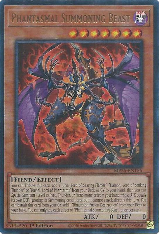 Phantasmal Summoning Beast - MP25-EN156 - Ultra Rare - 1st Edition