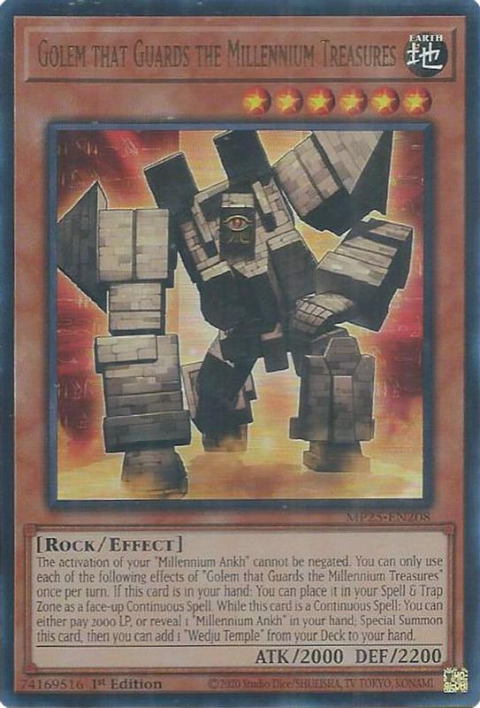 Golem that Guards the Millennium Treasures - MP25-EN208 - Ultra Rare - 1st Edition