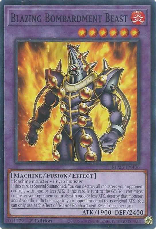 Blazing Bombardment Beast - MP25-EN406 - Common - 1st Edition