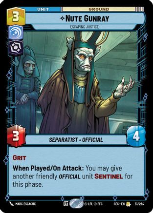 Nute Gunray - Escaping Justice - 31/264 - Rare