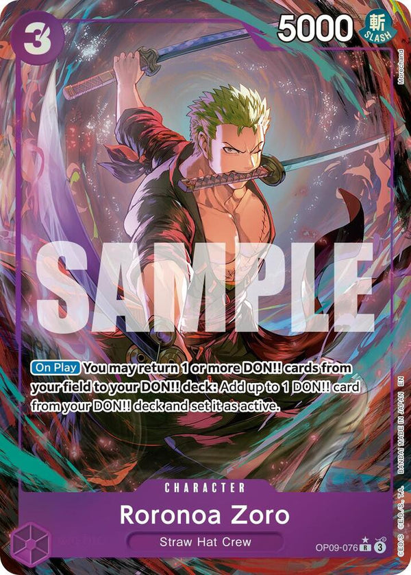 Roronoa Zoro (PRB02) (Alternate Art) - OP09-076 - Rare