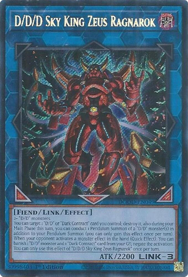 D/D/D Sky King Zeus Ragnarok - DOOD-EN049 - Secret Rare - 1st Edition