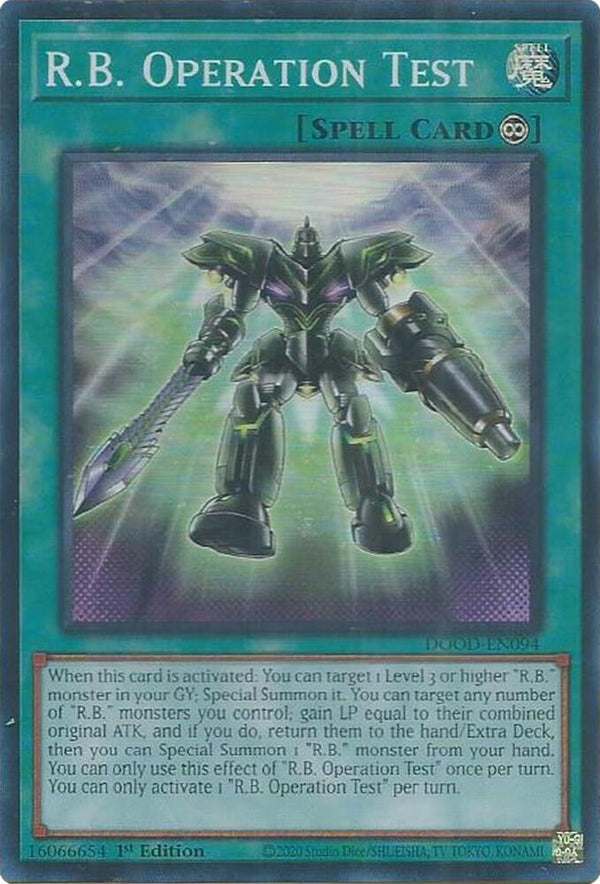 R.B. Operation Test - DOOD-EN094 - Super Rare - 1st Edition