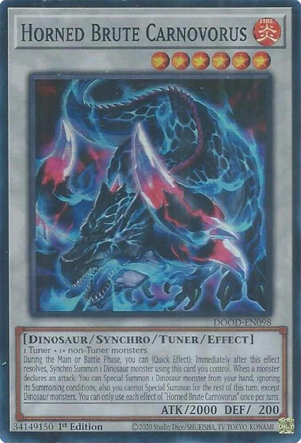 Horned Brute Carnovorus - DOOD-EN098 - Super Rare - 1st Edition