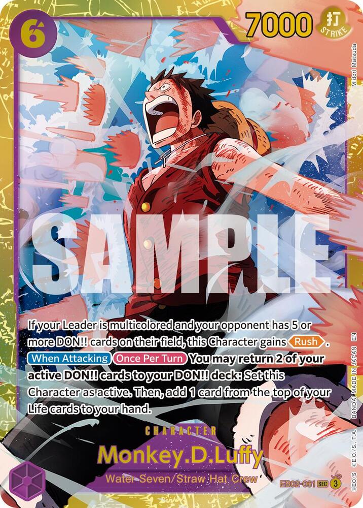 401 Games Canada - Monkey.D.Luffy (Reprint) - EB02-061 - Secret Rare 401 Games Canada - Monkey.D.Luffy (Reprint) - EB02-061 - Secret Rare
