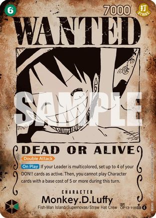 Monkey.D.Luffy (118) (Wanted Poster) - OP13-118 - Secret Rare
