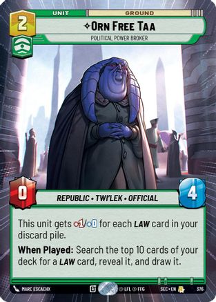 Orn Free Taa - Political Power Broker (Hyperspace) - 376 - Rare