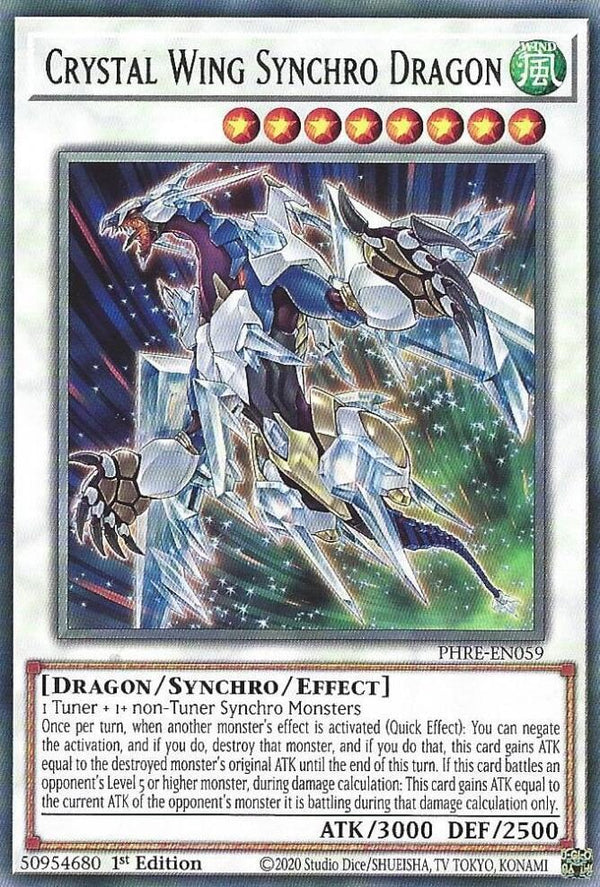 Crystal Wing Synchro Dragon - PHRE-EN059 - Rare - 1st Edition