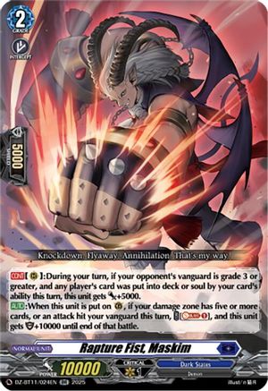 Rapture Fist, Maskim - DZ-BT11/024EN - Double Rare