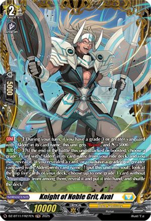 Knight of Noble Grit, Aval (FR) - DZ-BT11/FR27EN - Frame Rare