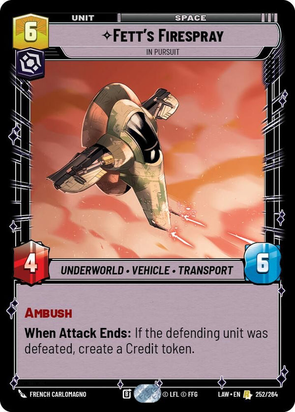 Fett's Firespray - In Pursuit - 252/264 - Rare
