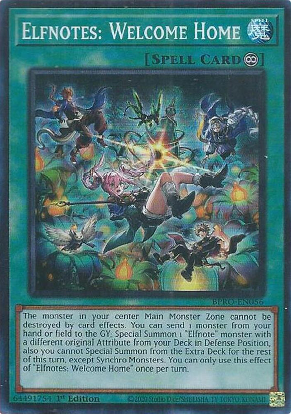 Elfnotes: Welcome Home - BPRO-EN056 - Super Rare - 1st Edition