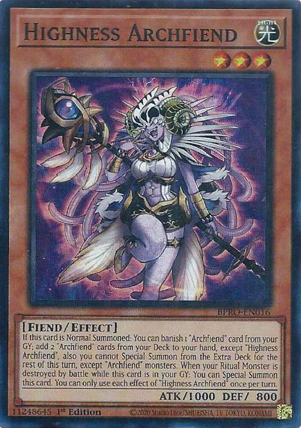 Highness Archfiend - BPRO-EN016 - Super Rare - 1st Edition