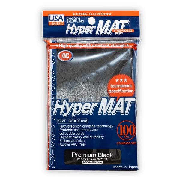 KMC Card Barrier - 100ct Standard Size Hyper Mat Sleeves - Premium Black (USA Limited)