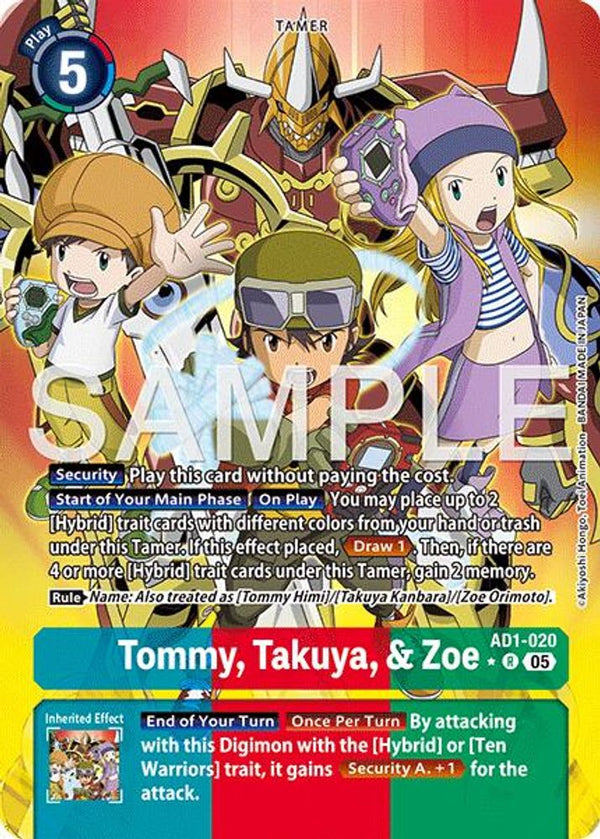 Tommy, Takuya, & Zoe (Alternate Art) - AD1-020 - Rare