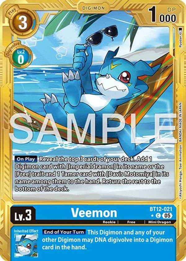 Veemon - BT12-021 (Gold Border) - BT12-021 - Common