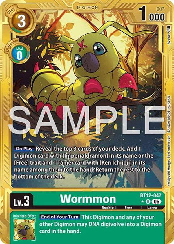 Wormmon - BT12-047 (Gold Border) - BT12-047 - Uncommon