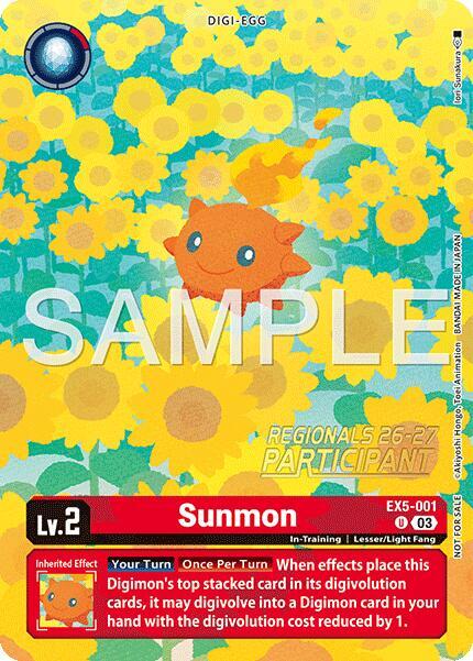 Sunmon (Regionals 26-27 Season 1 Participant) (Foil) - EX5-001 - Uncommon