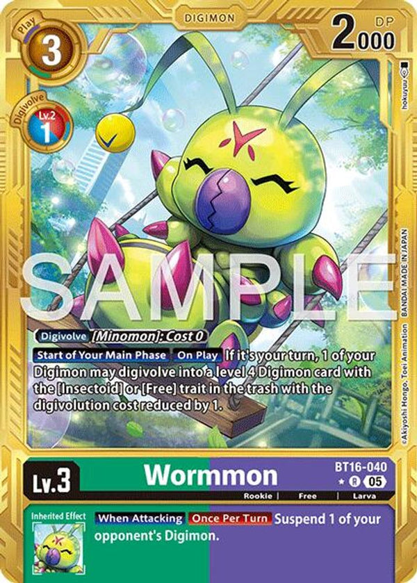 Wormmon - BT16-040 (Gold Border) - BT16-040 - Rare