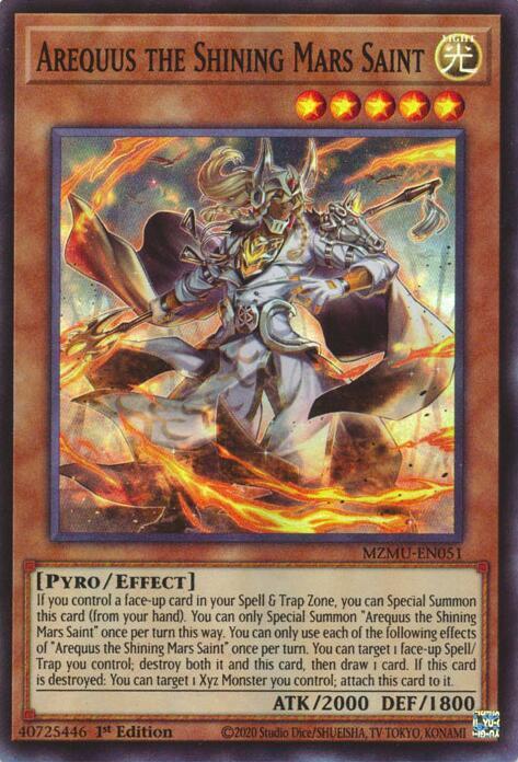 Arequus the Shining Mars Saint - MZMU-EN051 - Super Rare - 1st Edition