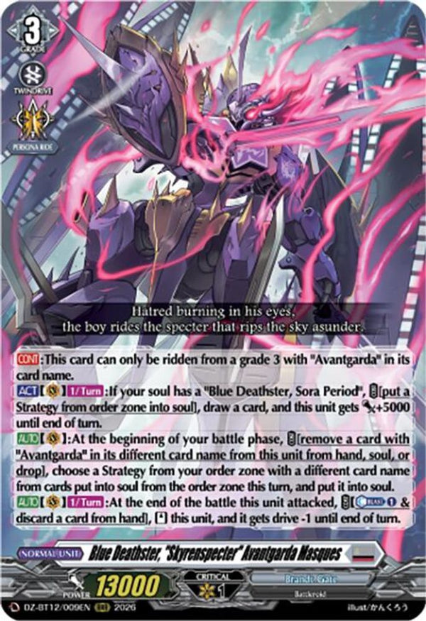 Blue Deathster, "Skyrenspecter" Avantgarda Masques - DZ-BT12/009EN - Triple Rare