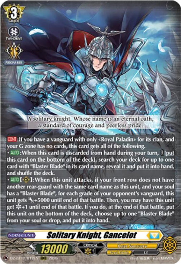 Solitary Knight, Gancelot - DZ-BT12/012EN - Triple Rare