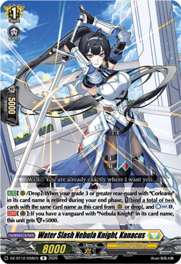 Water Slash Nebula Knight, Kanacus - DZ-BT12/058EN - Rare