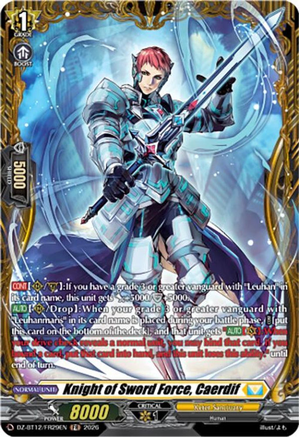 Knight of Sword Force, Caerdif (FR) - DZ-BT12/FR29EN - Frame Rare