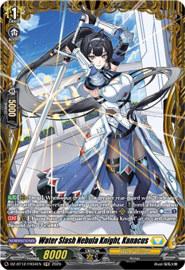 Water Slash Nebula Knight, Kanacus (FR) - DZ-BT12/FR34EN - Frame Rare