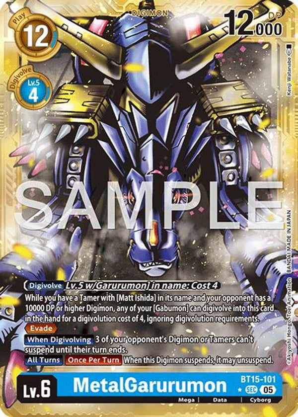 MetalGarurumon (Gold Border) - BT15-101 - Secret Rare