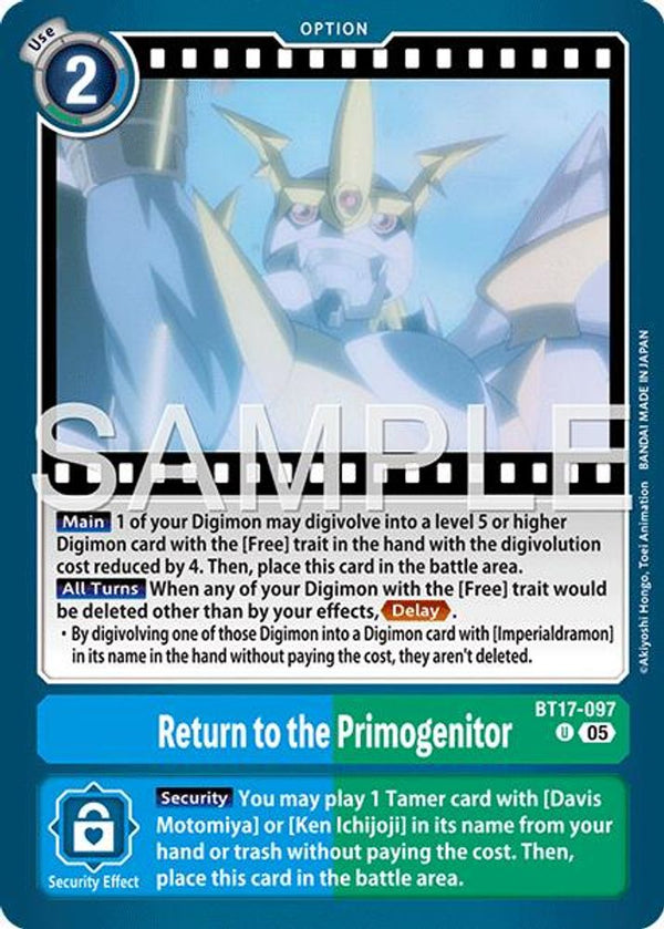 Return to the Primogenitor (Block 5 Reprint) - BT17-097 - Uncommon